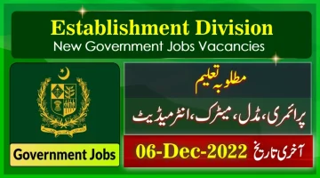 Establishment Division New Government Jobs in Pakistan 2022
