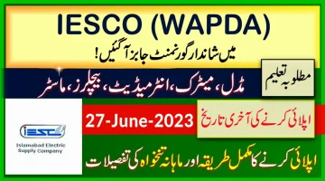 IESCO Jobs 2023 in WAPDA Online Apply Form